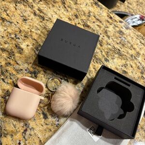 Pink AirPods Case with Pom Pom Keychain